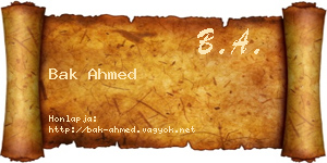 Bak Ahmed névjegykártya